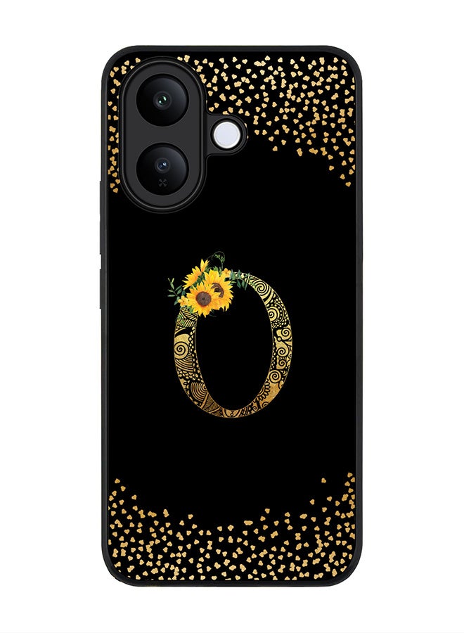 For vivo V60 Lite 5G / V60 Lite 4G Case,Slim fit Camera Protection, Shockproof Thin Phone cover  - Custom Floral Monogram - O ( Black )
