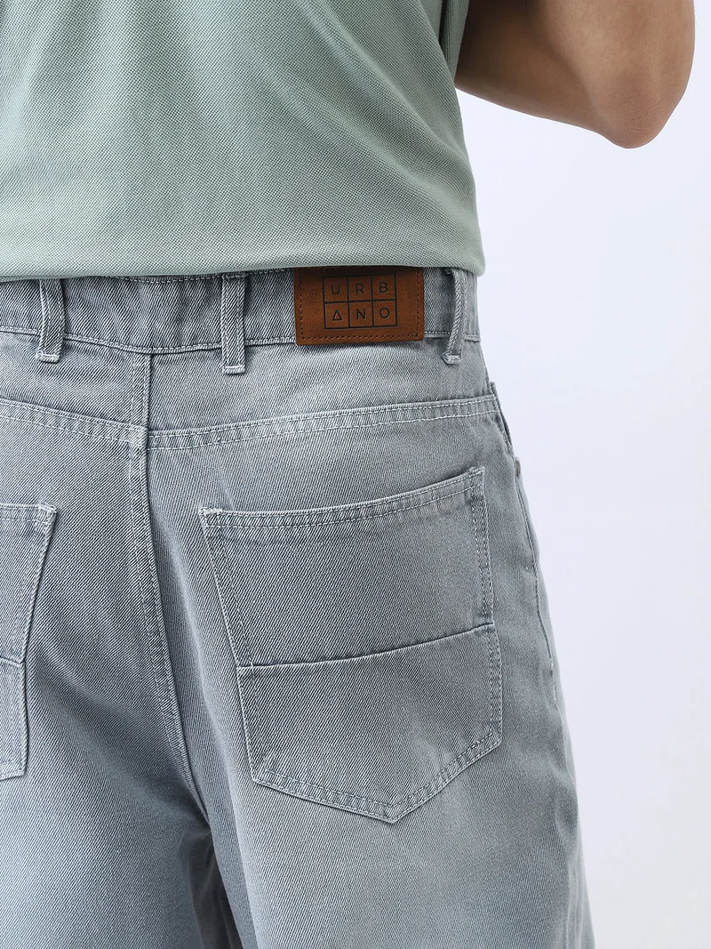 Urbano Fashion  Urbano Fashion Men's Light Grey Loose Baggy Fit Washed Jeans Non-Stretchable  | Best Price UAE