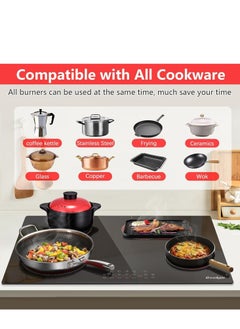 FIPKA Cookware Built-in 2 Burner Infrared Induction Cooker 2000w+1000w High power Suitable for all Pans 37624  - Image 2
