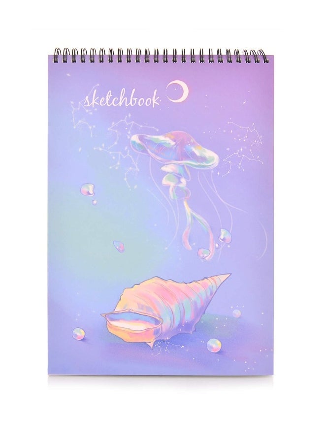 Generic Sketch Book, 8”X11.5” 100 Pages(110gsm), Spiral Bound Artist Sketch Pad, Durable Acid Free Drawing Paper for Drawing, Painting, Sketching or Doodling, Purple Cover, White Paper  - Image 1