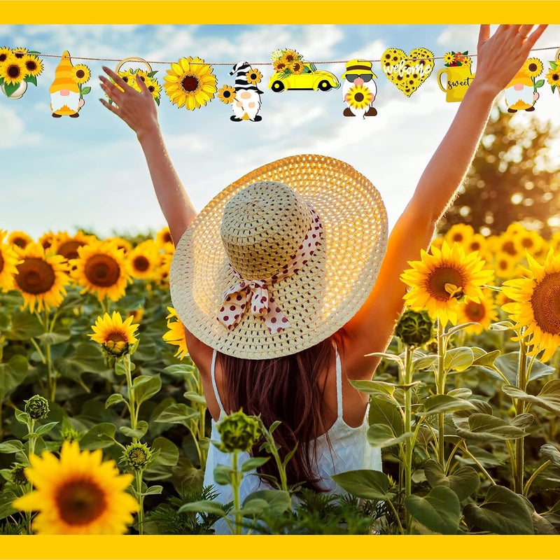 Chunful 30 Pack Sunflower Gnome Wooden Ornament Yellow Flower Gnome Hanging Wooden Pendant Summer Tree Ornaments with Rope for Sunflower Theme Birthday Party Favor Supplies(Vivid Style) - Image 4