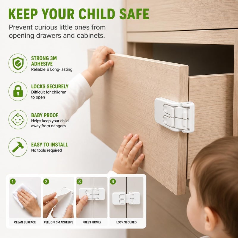 Weikang Rectangular Safety Lock - 3 Pcs Child Safety Drawer Lock - Image 3