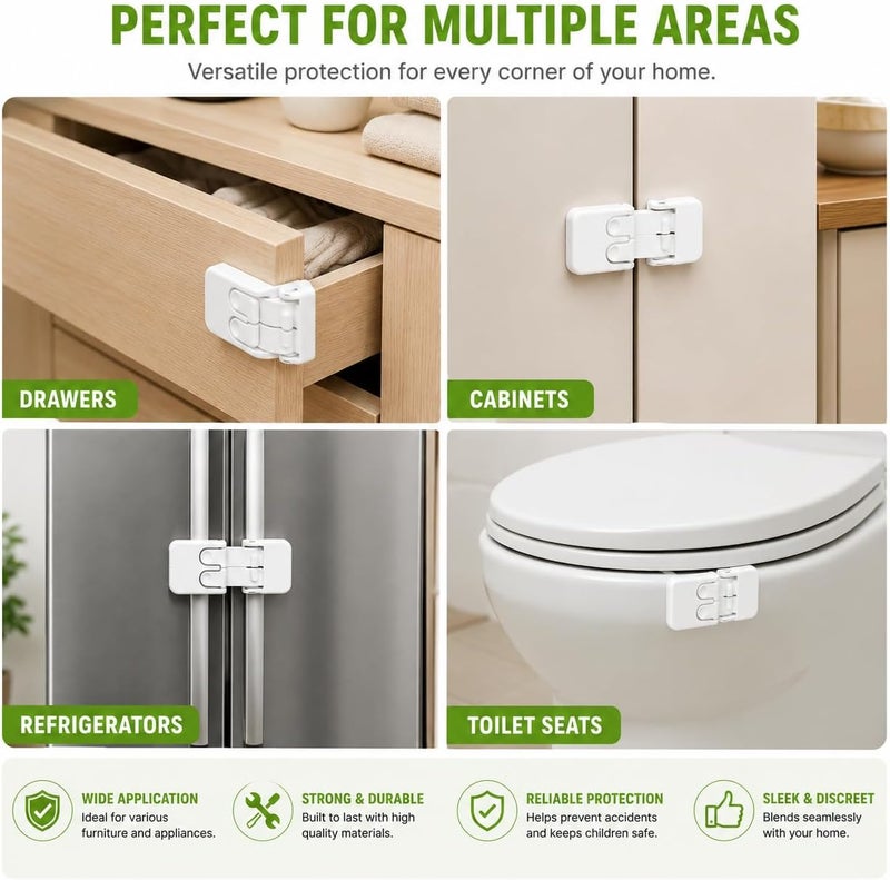 Weikang Rectangular Safety Lock - 3 Pcs Child Safety Drawer Lock - Image 4