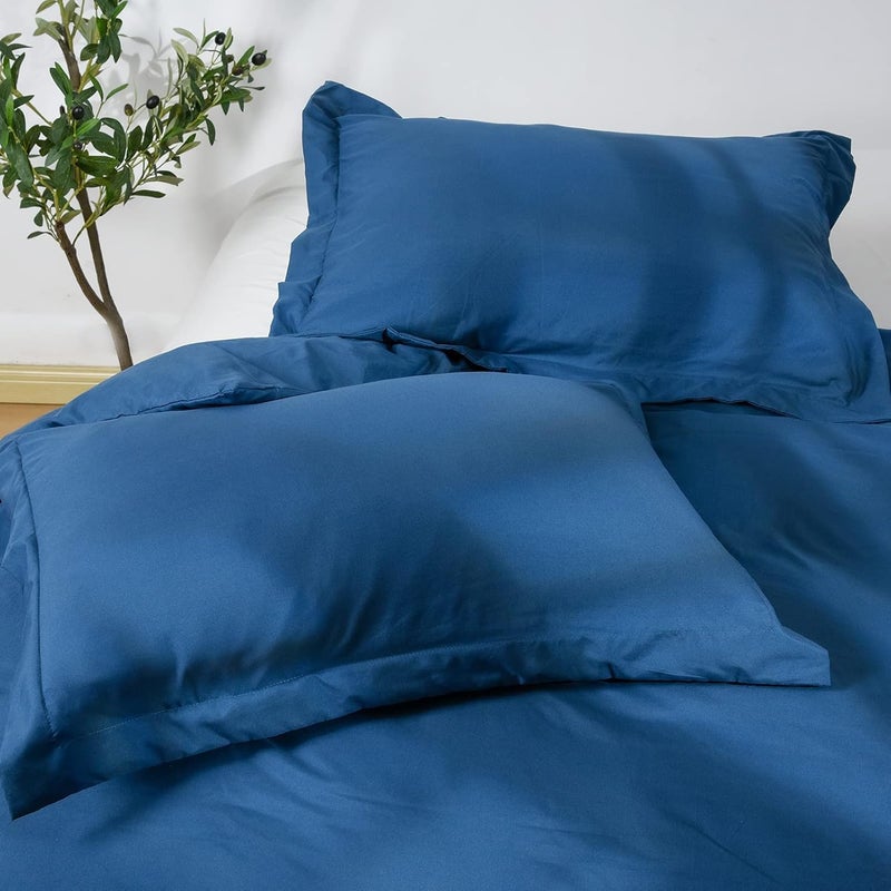 David's Home Washed Soft Reversible Duvet Cover Set Twin Size, 2 PCS Silky Breathable Microfiber Comforter Cover Set with Zipper Closure and Corner Ties(68" x 90", Twin Size, Light Grey & Navy) - Image 5