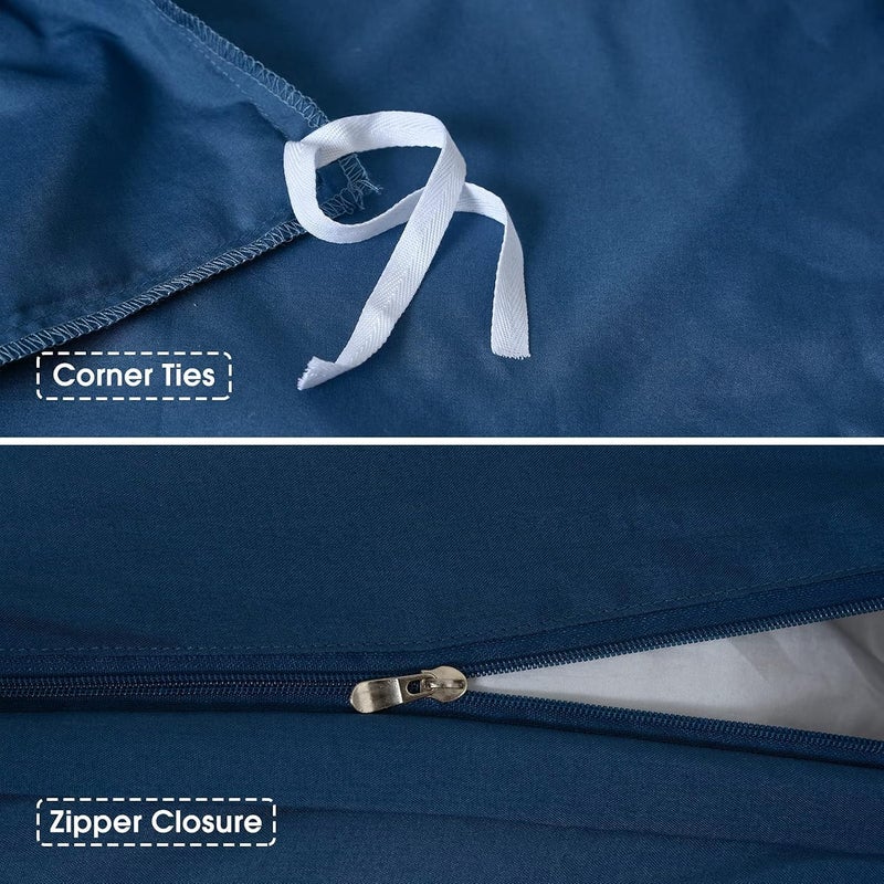 David's Home Washed Soft Reversible Duvet Cover Set Twin Size, 2 PCS Silky Breathable Microfiber Comforter Cover Set with Zipper Closure and Corner Ties(68" x 90", Twin Size, Light Grey & Navy) - Image 4