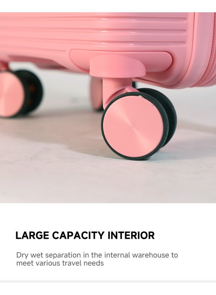 NEWCOM Light Weight PP Fashion Trolley Luggage Hard Case Carry on Suitcase with Safe Zipper and 4 Quite 360° Double Spinner Wheels NEWCOM - Image 3