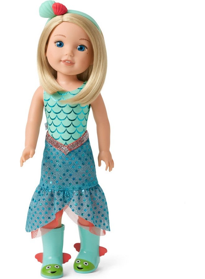 American Girl Welliewishers Camille 14.5Inch Doll With Blue Eyes, Blond Hair, Blue Mermaid Print Leotard, Seablue Skirt, Ages 4+ - Image 1