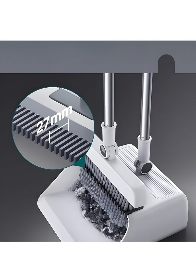 Cozy Nest - 180º Rotating Broom and Dustpan Set Adjustable Long Handle With 2 Extra soft Combo Brush for Home Kitchen Office Foldable Dustpan for Indoor/Outdoor Floor Cleaning - Image 1