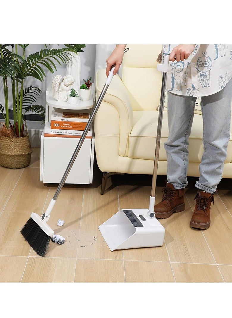 Cozy Nest - 180º Rotating Broom and Dustpan Set Adjustable Long Handle With 2 Extra soft Combo Brush for Home Kitchen Office Foldable Dustpan for Indoor/Outdoor Floor Cleaning - Image 1