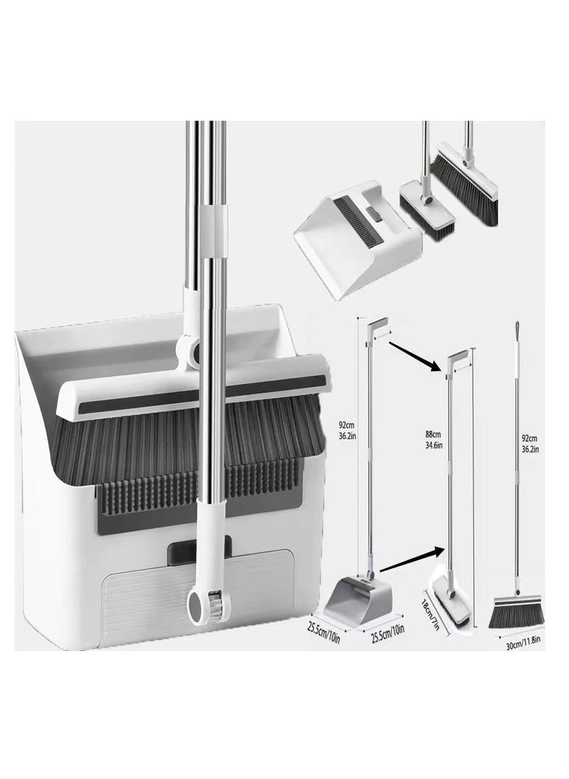 Cozy Nest - 180º Rotating Broom and Dustpan Set Adjustable Long Handle With 2 Extra soft Combo Brush for Home Kitchen Office Foldable Dustpan for Indoor/Outdoor Floor Cleaning - Image 1