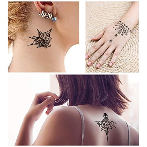 Konsait 65PCS Halloween Spider Face Tattoos Spider Web Spider Net Temporary Tattoos - Face Shoulder Arm Back Tattoos Stickers-Halloween Costume Apparel Cosplay Accessories Party Favor Supplies - Image 5