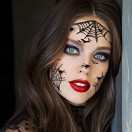 Konsait 65PCS Halloween Spider Face Tattoos Spider Web Spider Net Temporary Tattoos - Face Shoulder Arm Back Tattoos Stickers-Halloween Costume Apparel Cosplay Accessories Party Favor Supplies - Image 3