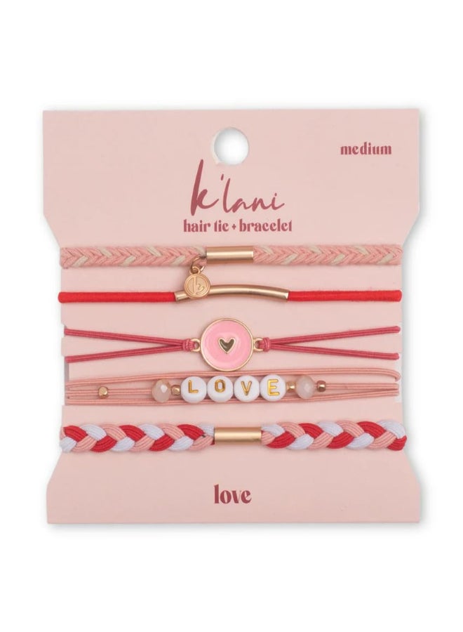 Klani Hair Tie Bracelets for Women Elastic Hair Bands That Double as Stylish Jewelry Love Medium