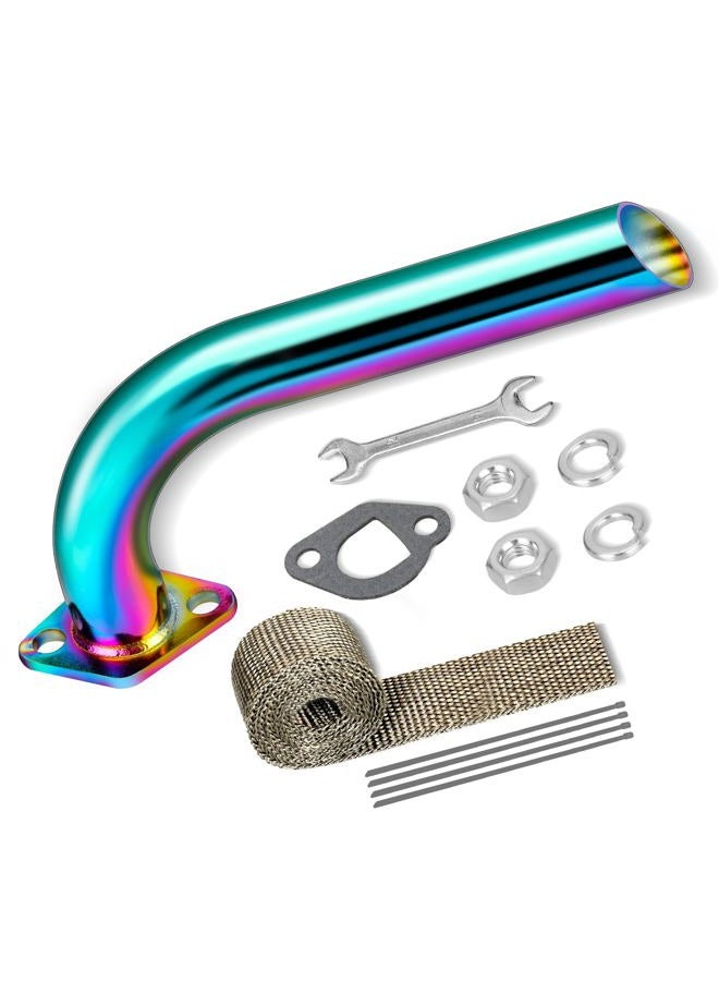 FVRITO 212cc Exhaust Pipe Kit for Predator 196cc Coleman CT200U BT200X CT200U-EX KT196 6.5HP GX160 GX200 Tillotson Mini Bike Baja MB200 Clone Engine Go Kart Performance Parts Colorful - Image 1