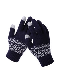 Generic Thick Knit Touchscreen Gloves for Women Winter Upper Cyan 