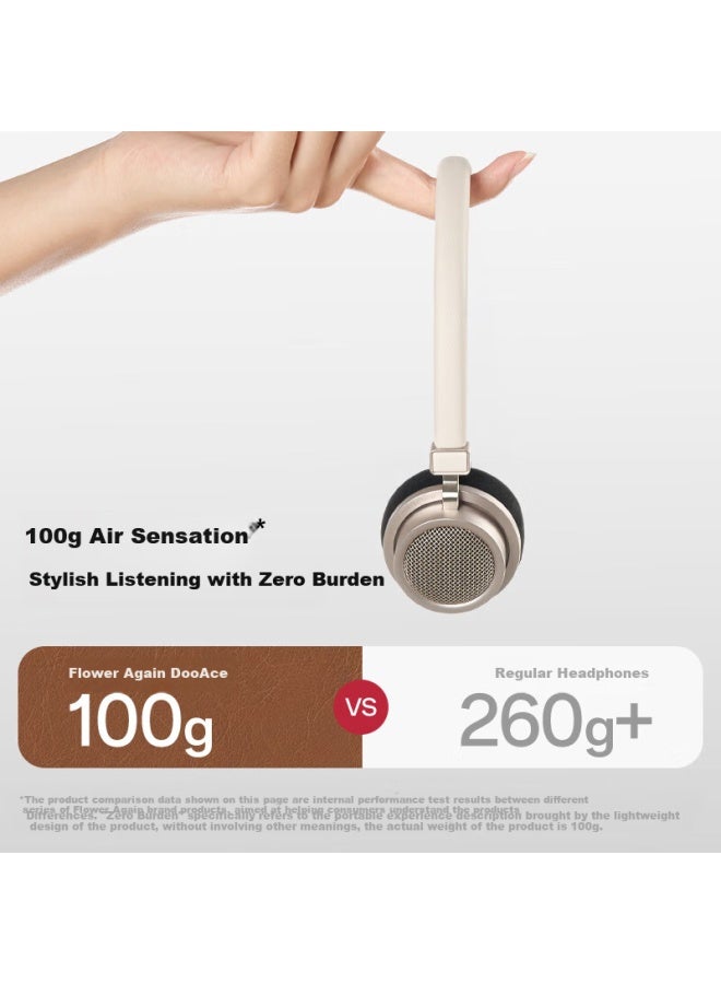 Walker Flower Manbuzhehuazai Doo Ace Wireless Bluetooth Headphones, Retro Fashion Style, Bluetooth 6.0, Wired And Bluetooth Dual-mode Connection, Compatible With Apple, Huawei, Xiaomi, Earth Brow - Image 3