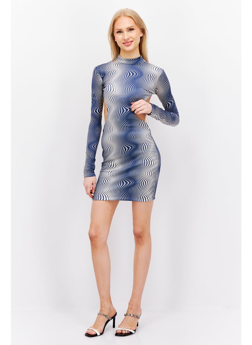 Women Abstract Cut Out Back Mini Dress, Navy - pzsku/ZB8EC6C57BD0ECB653A6BZ/45/_/1737295945/f05dc9df-a1f4-4a60-8405-55551a2d3982