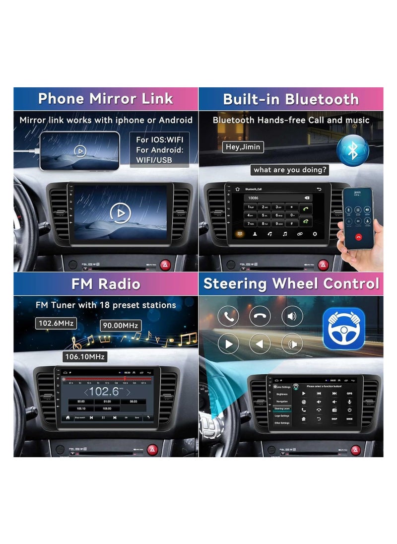 SHEZA STAR - Android Car Stereo for Subaru Legacy Outback 2004 2005 2006 2007 2008 2009 4GB RAM 64GB ROM 9 Inch Support Apple Carplay, MirrorLink WiFi BT, IPS Touch Screen with AHD Camera Included - Image 1