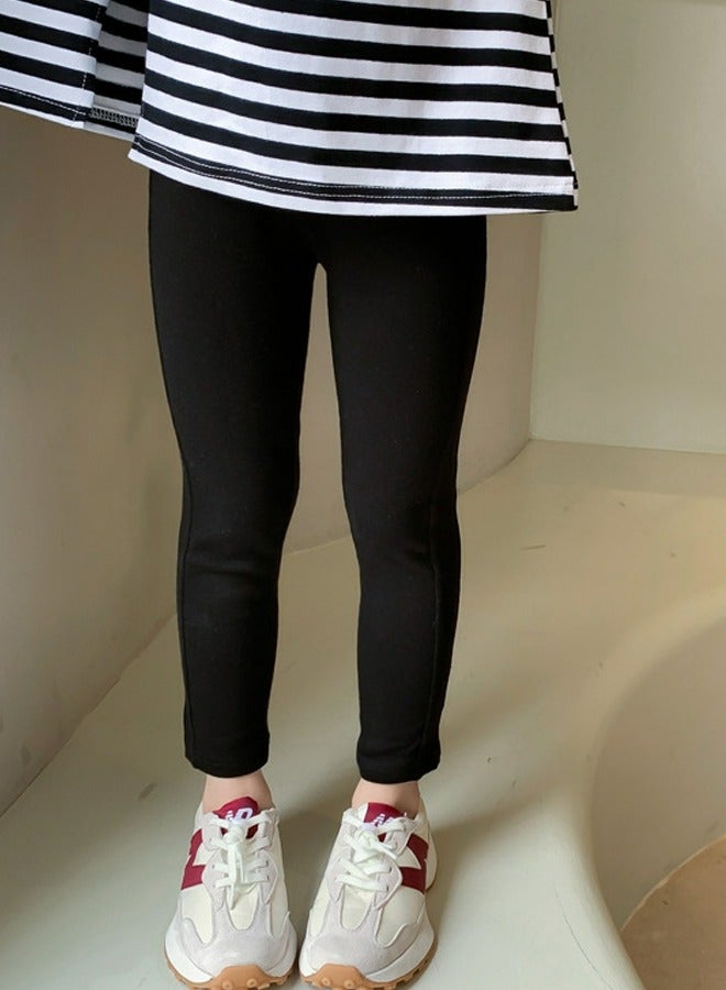 Loquat Girls Solid Color Legging Side Slit Tights Bottom Pants Black  - Image 1