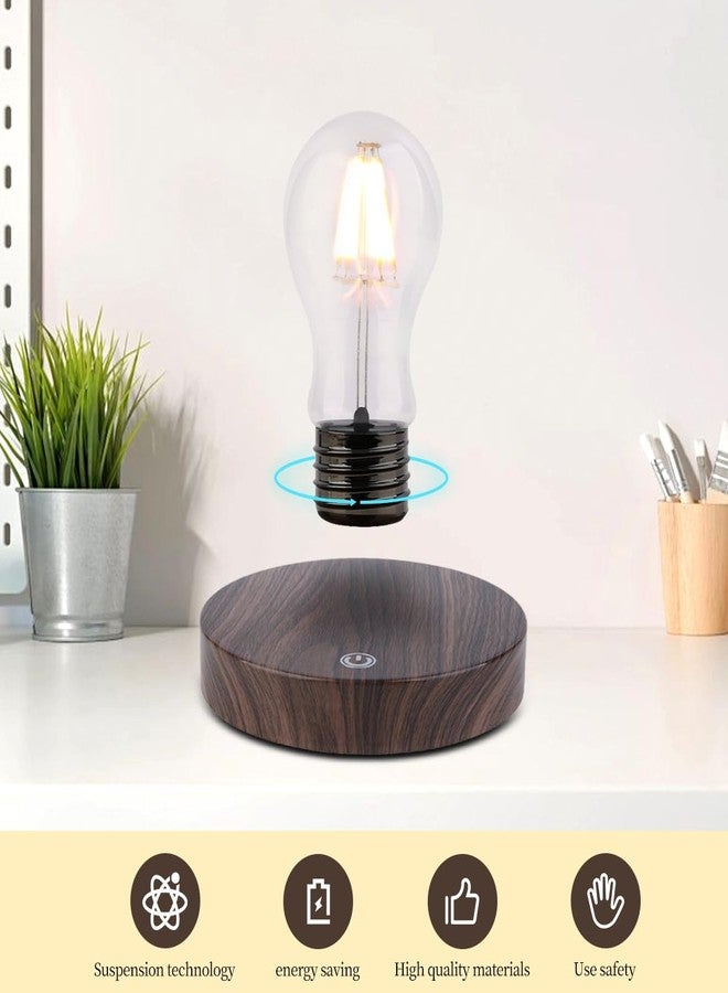 VGAzer Magnetic Levitating Floating Wireless LED Light Bulb Desk Lamp for Unique Gifts, Room Decor, Night Light, Home Office Desk Decor (Round Wooden Base A) - Image 3