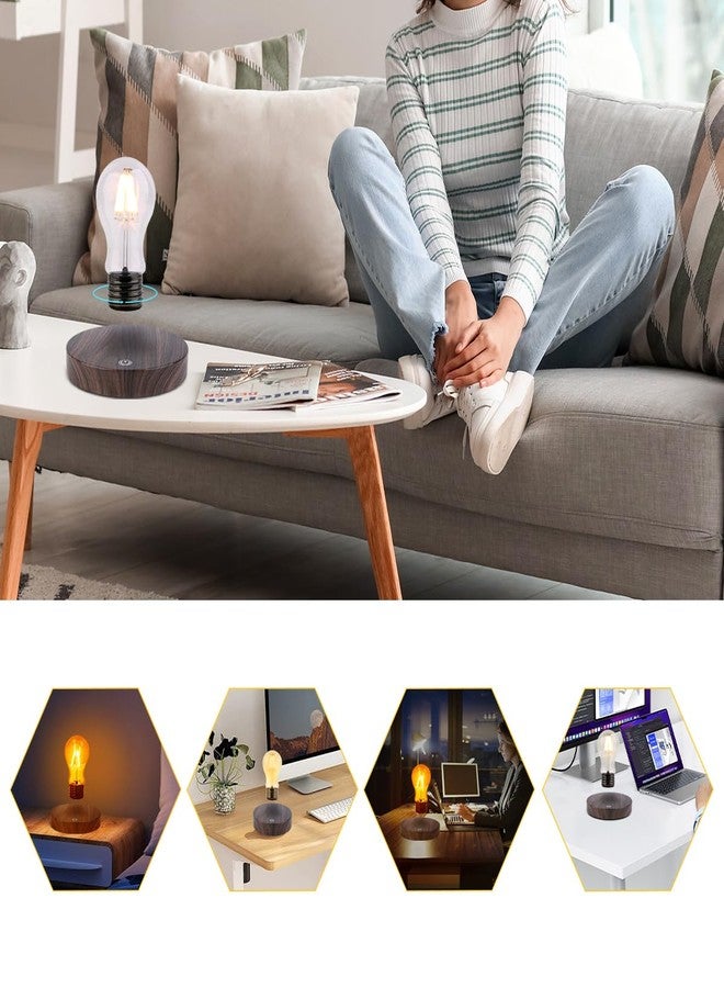 VGAzer Magnetic Levitating Floating Wireless LED Light Bulb Desk Lamp for Unique Gifts, Room Decor, Night Light, Home Office Desk Decor (Round Wooden Base A) - Image 4