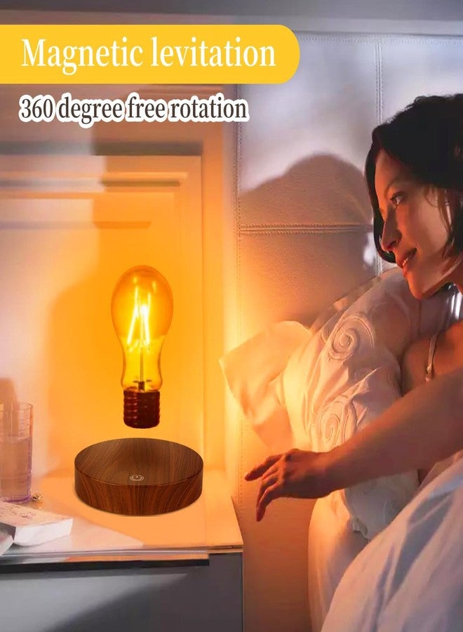 VGAzer Magnetic Levitating Floating Wireless LED Light Bulb Desk Lamp for Unique Gifts, Room Decor, Night Light, Home Office Desk Decor (Round Wooden Base A) - Image 2
