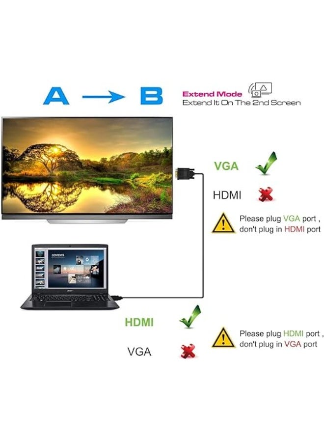 HDMI to VGA Adapter Cable – 1.8M, Gold-Plated, 1080p – Male to Male for Laptop, TV & Projector - Image 3