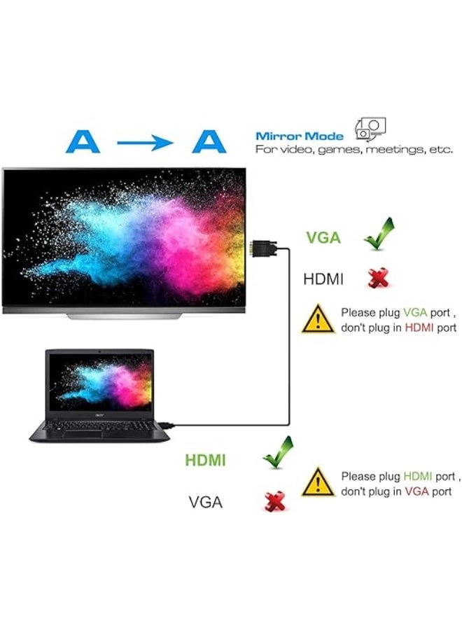 HDMI to VGA Adapter Cable – 1.8M, Gold-Plated, 1080p – Male to Male for Laptop, TV & Projector - Image 2