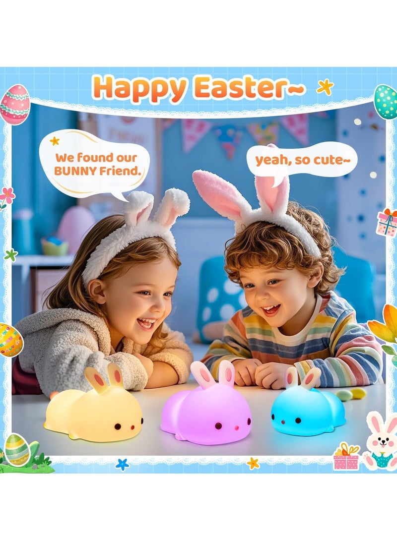 TIGER Cute Bunny Night Light for Kids – Soft Silicone Touch LED Lamp with 7-Color Breathing Modes | Cordless & Rechargeable, 10-Hour Battery Life | Child-Safe, CE/RoHS Certified | Perfect Bedside Light for Baby Nursery, Girls & Boys Ages 1-8 - Image 5