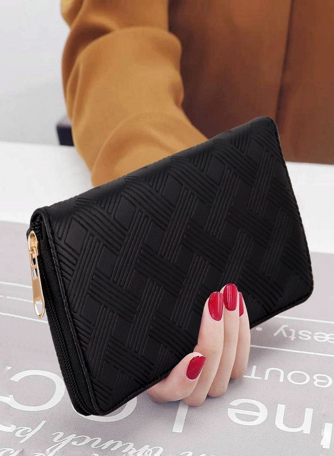 ALSU Women's Black Hand Clutch Wallet jln-016bk - Image 2