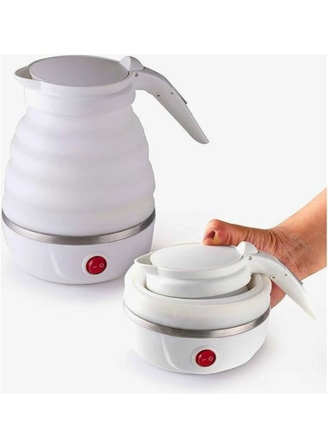 كاتل مياه سيليكون ٦٠٠ واط - ٦٠٠ مل غلاية سيليكون محمولة قابلة للطي للمنزل والسفربحجم مثالي للتنقل (أبيض) - Image 1