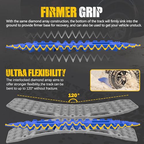 BUNKER INDUST Off Road Traction Boards Pair Recovery Tracks Traction Mat for Vehicle Truck Jeep SUV Mud Snow Sand RampBlue Emergency Tire Traction Pads Gen 10th - Image 3