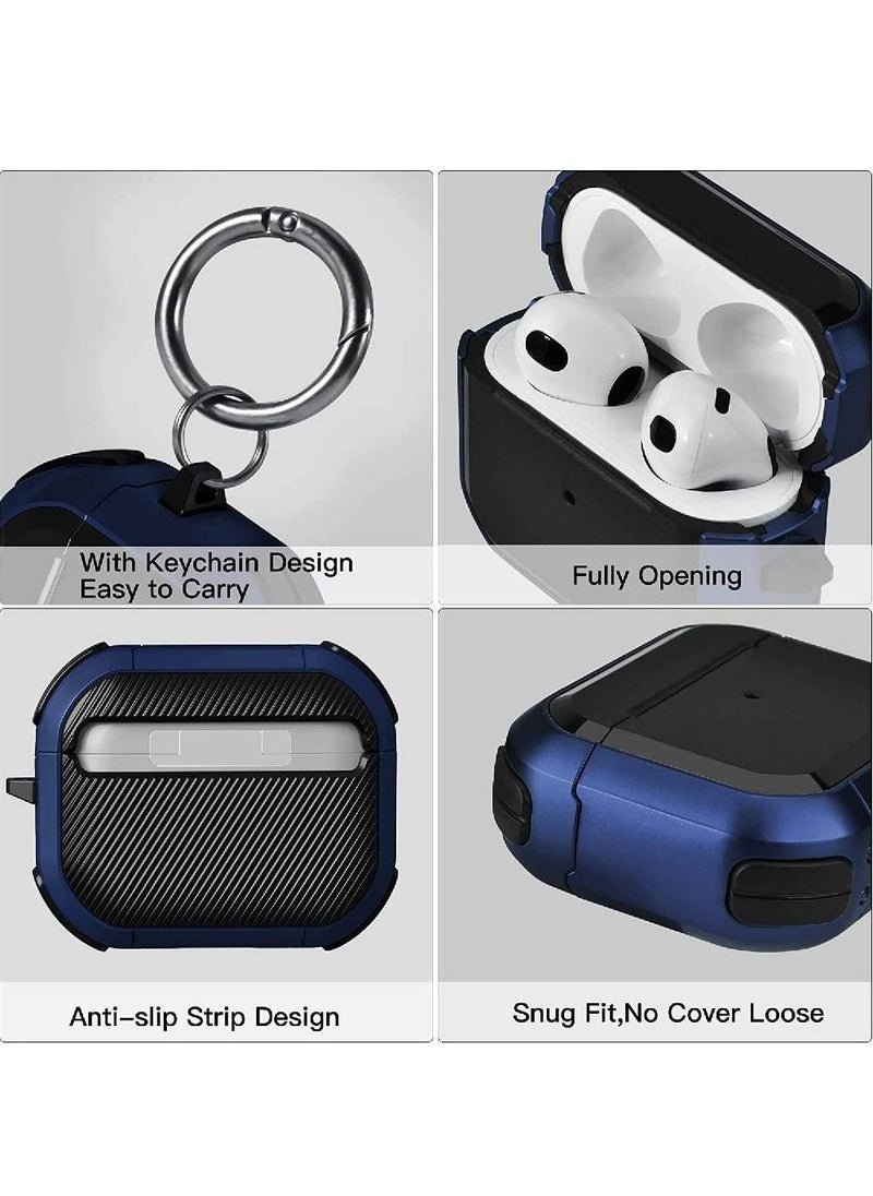 GENNEXT - Airpods 3 Case(2021) with Keychain,Full-Body Rugged Military Grade Protective Cover for Airpods 3rd Generation(2021),Shock Absorption Corner Design,Durable Armor Case,Blue - Image 1