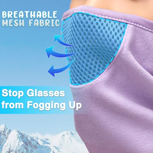 Outrip Breathable Kids Balaclava Ski Mask for Boys Girls - Windproof Fleece Winter Face Mask Cover for Cold Weather (Purple, 5-12 Years) - Image 2