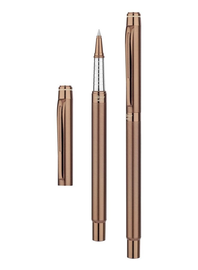 Oliver Inspire Coffee Roller Pen With T Box – Full Brass Body, Coffee Plated Trims, German Refill - Image 4