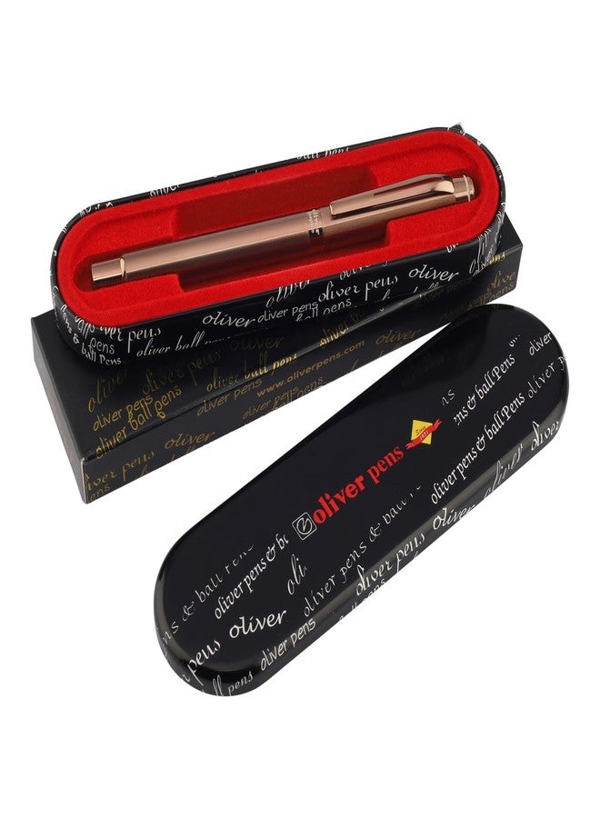 Oliver Inspire Coffee Roller Pen With T Box – Full Brass Body, Coffee Plated Trims, German Refill - Image 1