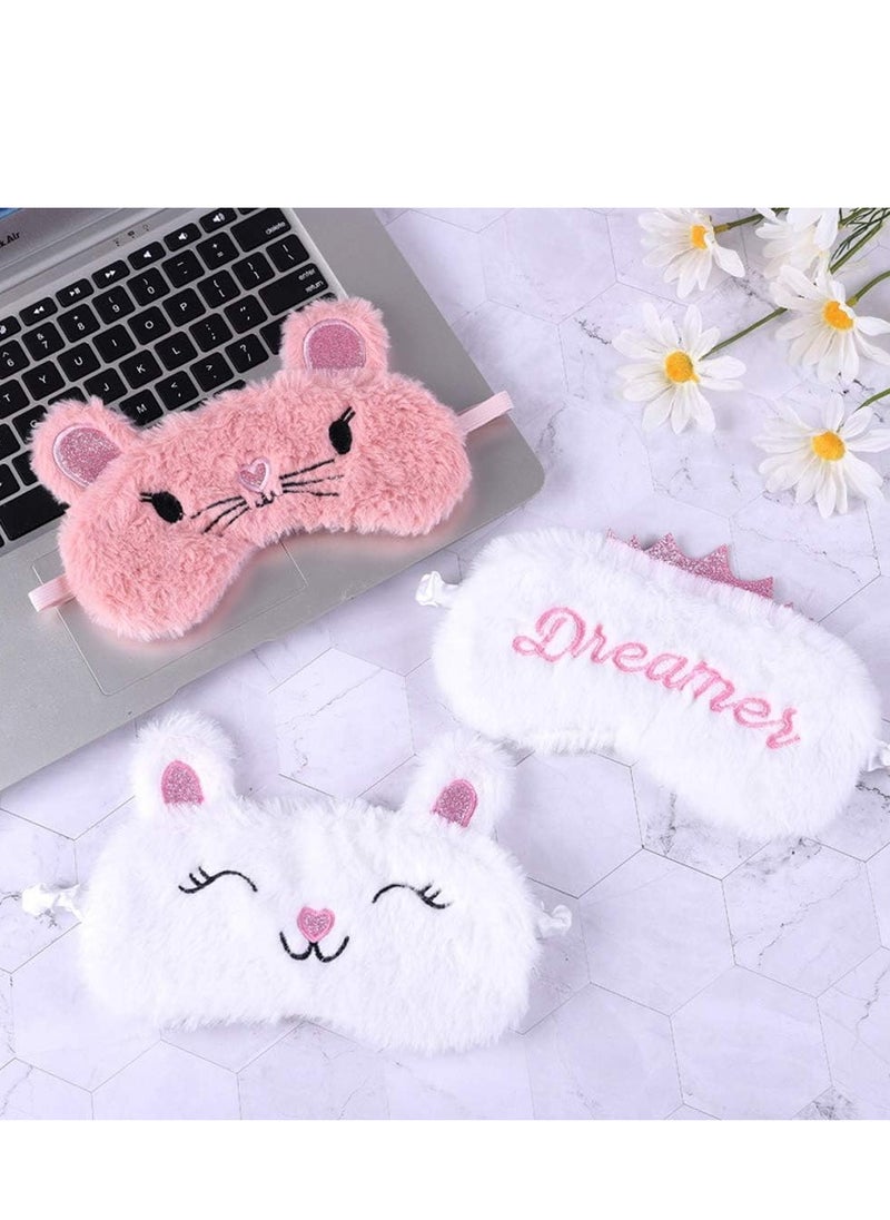 SYOSI - 3D Ultra Soft Comfortable Eye Masks Animal, 6 PCS Sleeping Cover Fluffy Plush Sleep for Travel Nap Breathable Eyeshade Cartoon Kids Adult - Image 1
