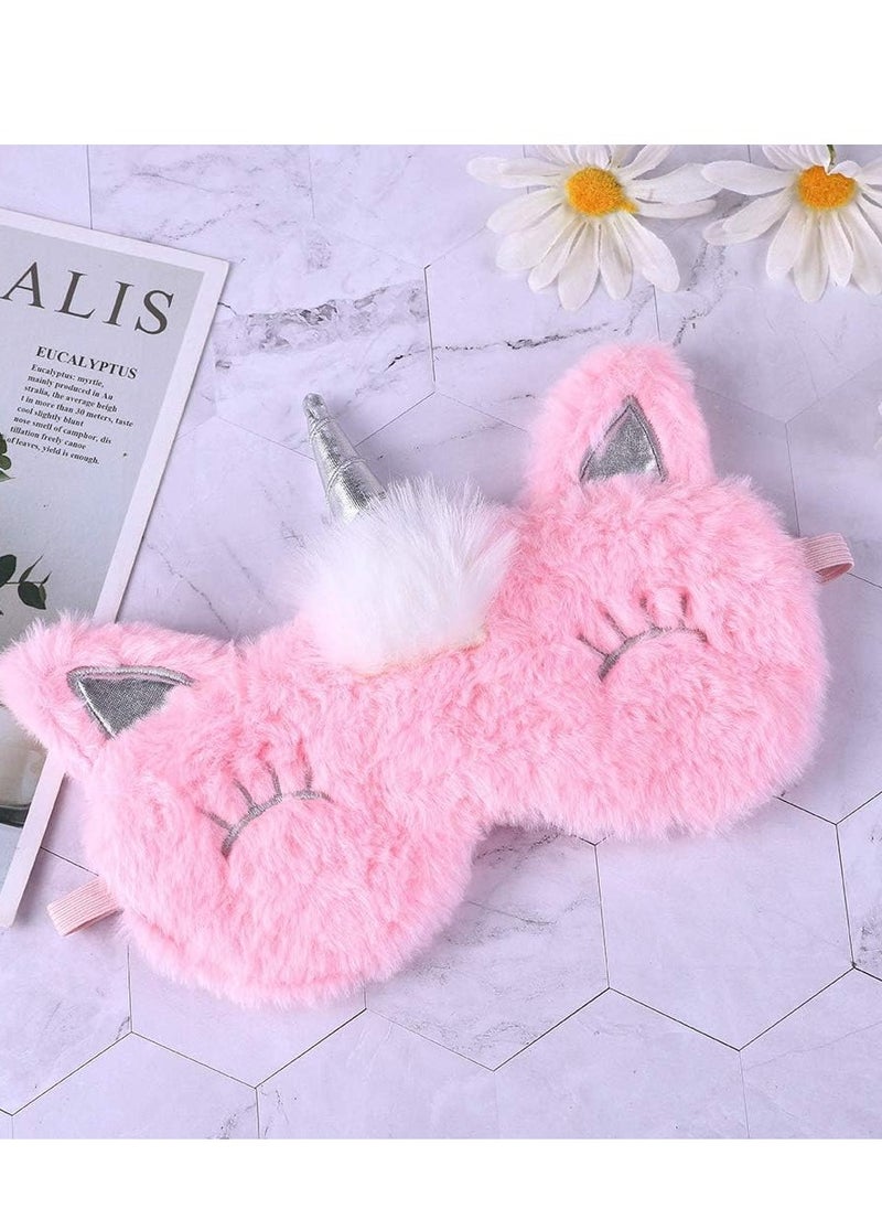 SYOSI - 3D Ultra Soft Comfortable Eye Masks Animal, 6 PCS Sleeping Cover Fluffy Plush Sleep for Travel Nap Breathable Eyeshade Cartoon Kids Adult - Image 1
