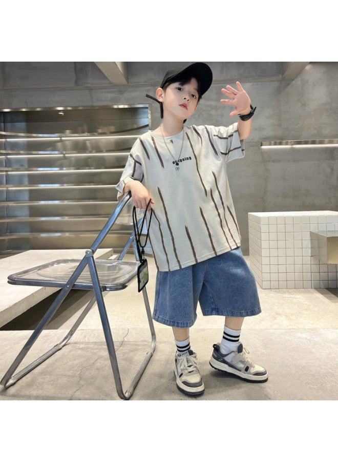 Boys' Summer Short-sleeve Denim Set – Two-piece Trendy Set