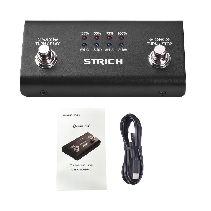 STRICH Wireless Page Turner Pedal Rechargeable 400mAh BT Foot Pedal - Versatile Multifunctional Music Page Turner for Musicians - Image 1