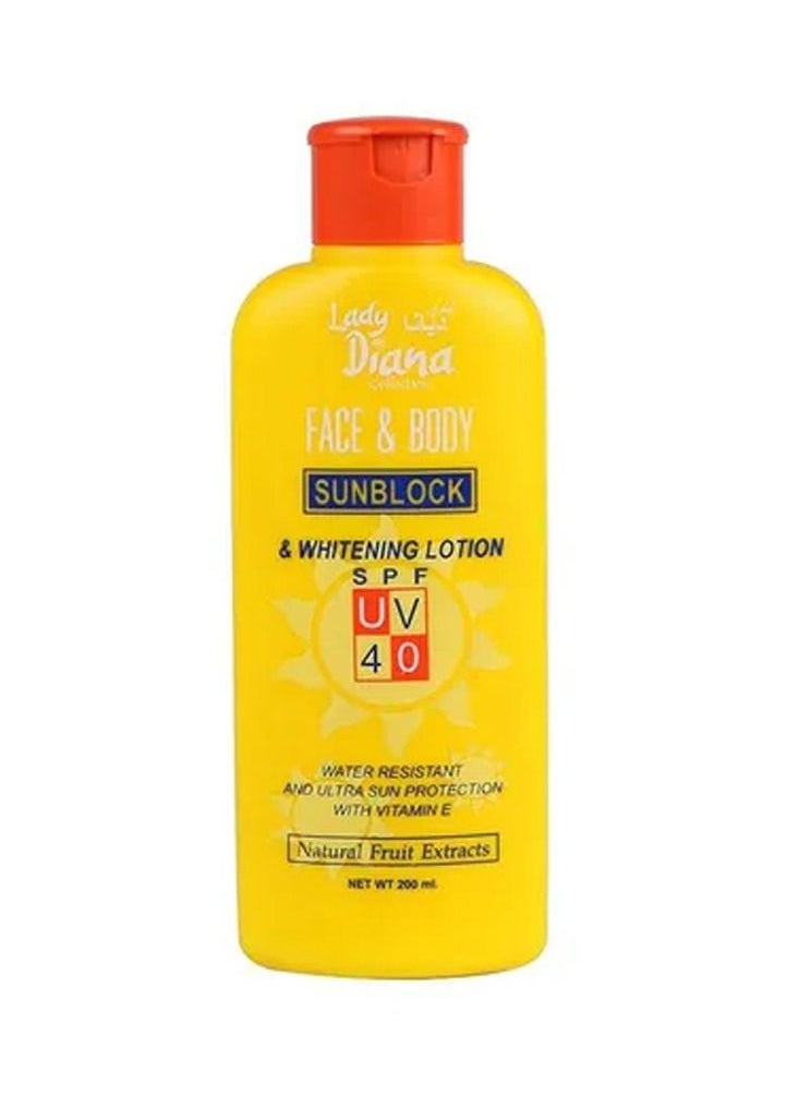 Lady Diana - Face And Body Sunblock And Whitening Lotion SPF 40 200ml - Image 1