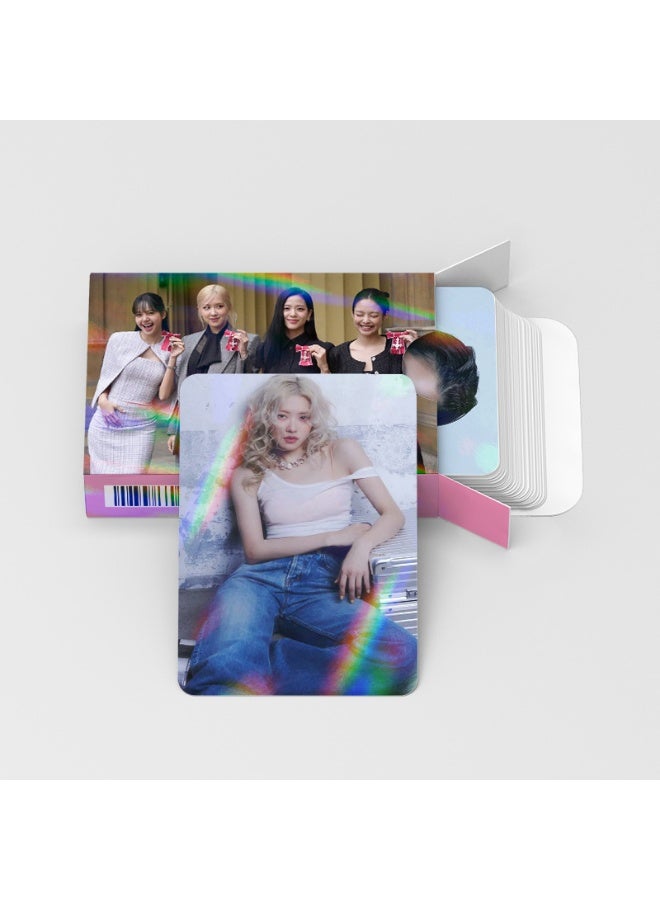 Generic Celebrity Card Blackp Powder Ink Photo Card Lisa Jisoo Jennie Rose Laser Card Lomo Card - Image 4