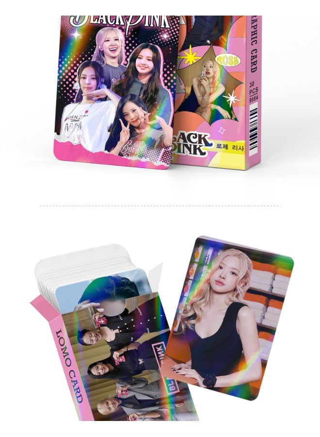 Generic Celebrity Card Blackp Powder Ink Photo Card Lisa Jisoo Jennie Rose Laser Card Lomo Card - Image 2