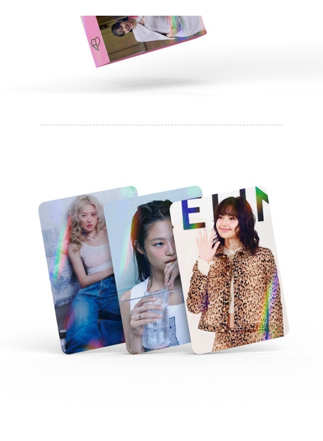 Generic Celebrity Card Blackp Powder Ink Photo Card Lisa Jisoo Jennie Rose Laser Card Lomo Card - Image 3