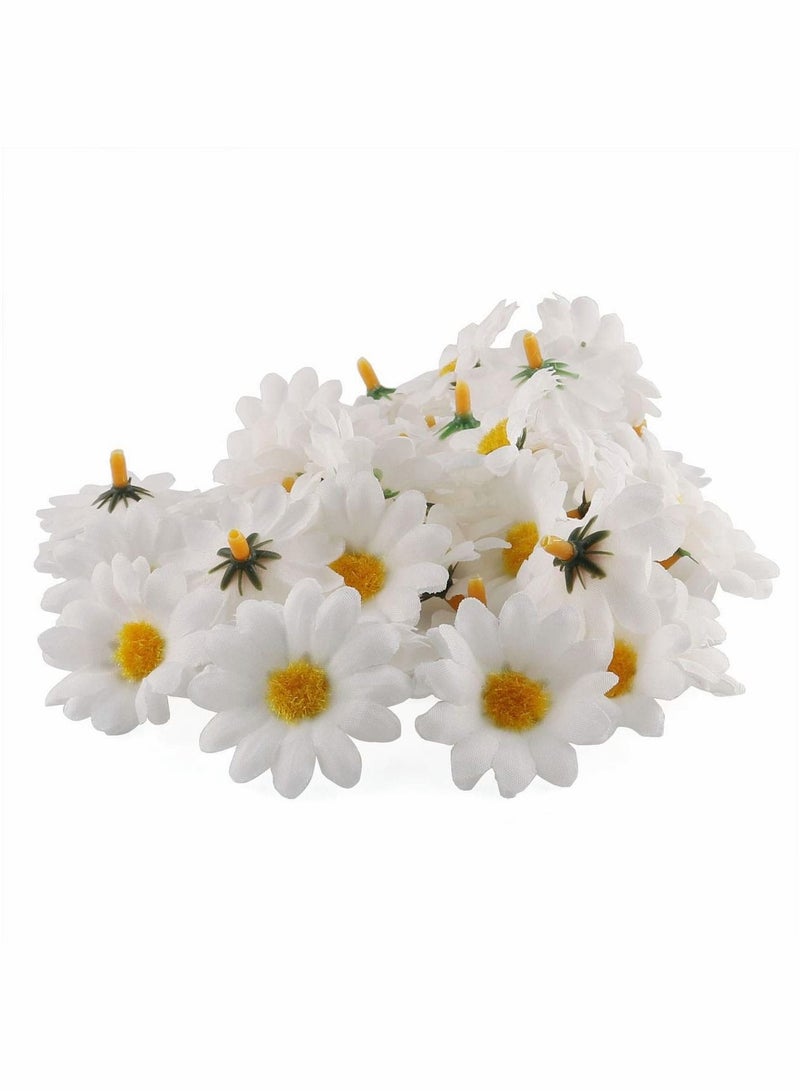 Captaintech Silk Daisy Flower Head 1.5Inch White Artificial Gerbera Fake Flowers Heads for Wedding Party,Home Decoration and DIY Craft 100 Pcs - Image 1