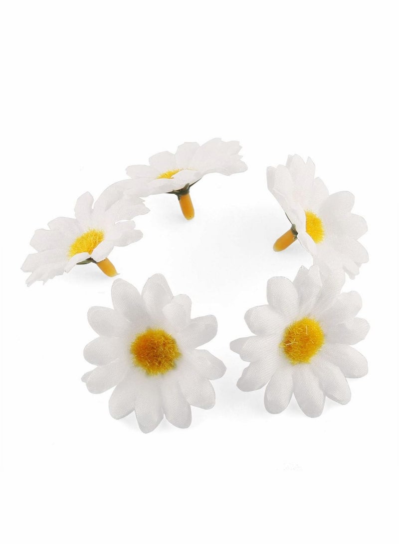 Captaintech Silk Daisy Flower Head 1.5Inch White Artificial Gerbera Fake Flowers Heads for Wedding Party,Home Decoration and DIY Craft 100 Pcs - Image 3