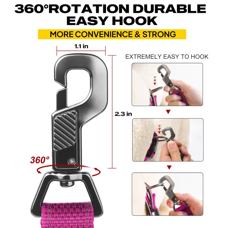 Fida 6 FT Heavy Duty Dog Leash with 2 Comfortable Padded Handles, Traffic Handle & Advanced Easy Snap Hook, Reflective Walking Lead for Large, Medium & Small Breed Dogs, Rose - Image 4
