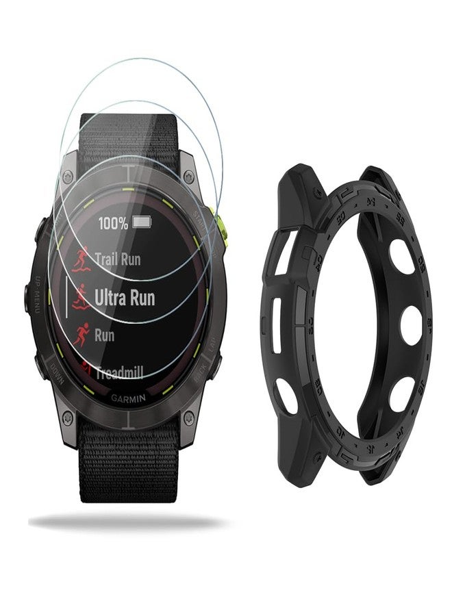 Huadu واقي شاشة ساعة HUADU متوافق مع Garmin Enduro 2، فيلم زجاج مقسى مضاد للخدش عالي الدقة تغطية كاملة وحافظة TPU ناعمة - Image 1