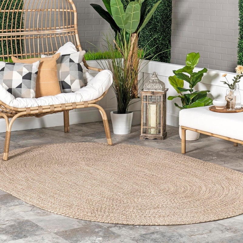 nuLOOM Wynn Braided Indoor/Outdoor Area Rug, Oval 3x5, Tan - Image 2