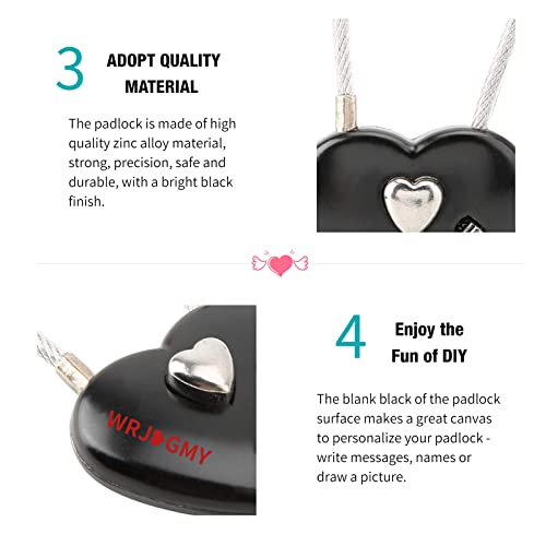 Cuifati Heart Shape Code Lock Compact mini Size with 3 Digit Code Combination for Luggage, Backpack, Jewelry Box, Hall Locker(Black) - Image 4